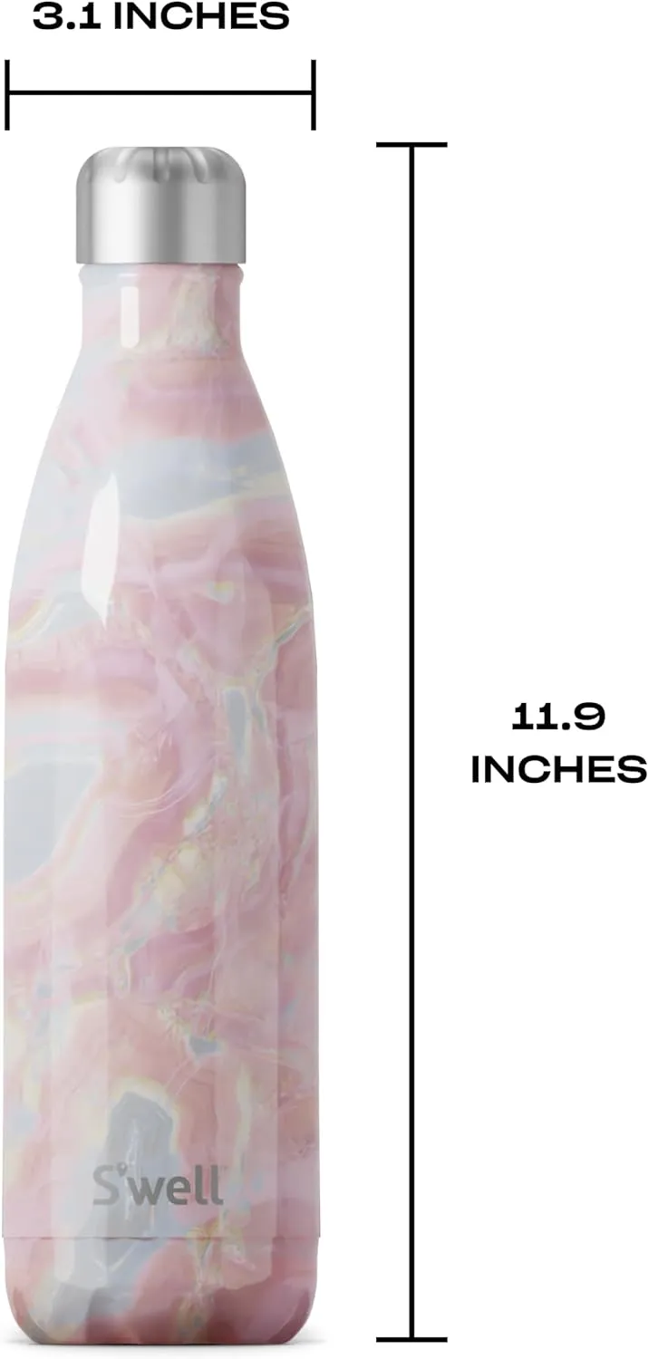 S'well Stainless Steel Water Bottle, 25oz, Geode Rose, Triple Layered Vacuum Insulated Containers Keeps Drinks Cold for 48 Hours and Hot for 24, BPA Free, Perfect for On the Go