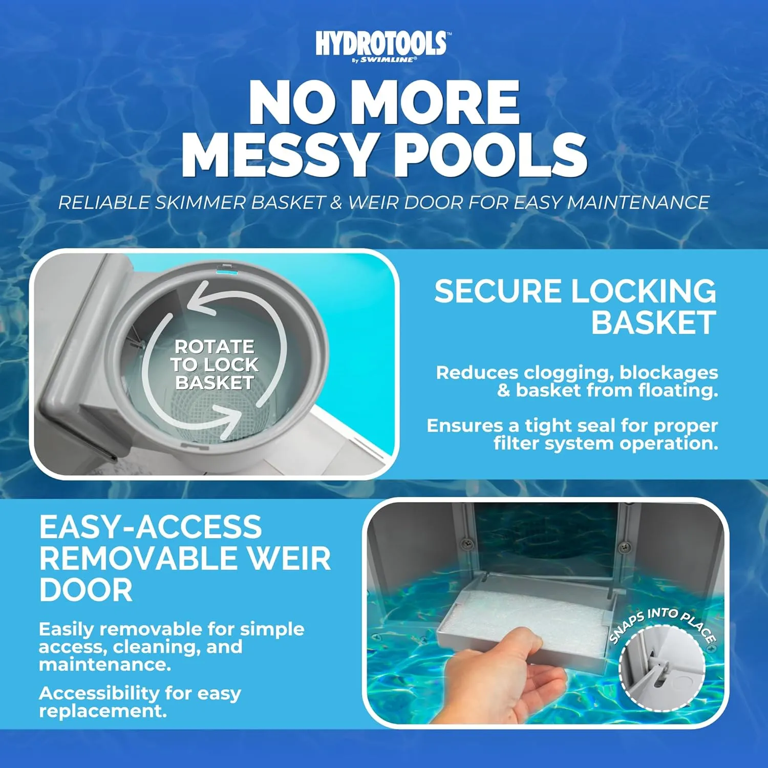 SWIMLINE HYDROTOOLS GREY Standard Thru-Wall Above Ground Pool Skimmer Kit | ABS Construction | Pool Skimmer Kit | Large Debris Basket | Snap-In & Removable Weir | Above Ground Pool Skimmer