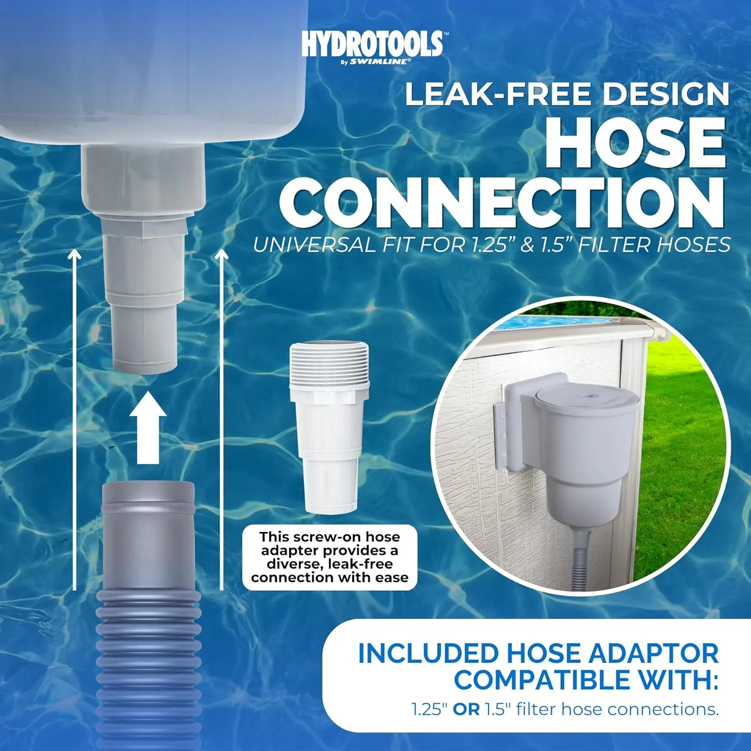 SWIMLINE HYDROTOOLS GREY Standard Thru-Wall Above Ground Pool Skimmer Kit | ABS Construction | Pool Skimmer Kit | Large Debris Basket | Snap-In & Removable Weir | Above Ground Pool Skimmer