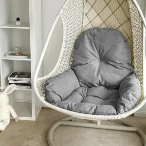Swing Egg Chair Cushion Thickened Hanging Basket Seat Cushion Washable Hammock Chair Cushion Outdoor Patio Hanging Chair Cushion Replacement (Only Cushion) (Grey)