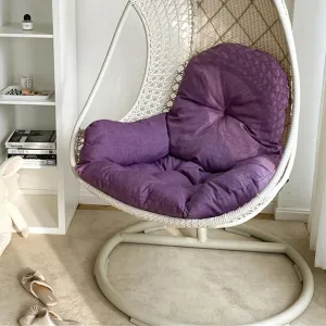 Swing Egg Chair Cushion Thickened Hanging Basket Seat Cushion Washable Hammock Chair Cushion Outdoor Patio Hanging Chair Cushion Replacement (Only Cushion) (Purple)