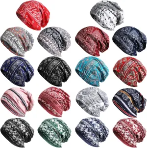 Syhood 18 Pieces Thin Knit Slouchy Cap Hip-Hop Sleep Cap Stretchy Baggy Beanie Hat Dwarf Hat for Women Men, 18 Colors