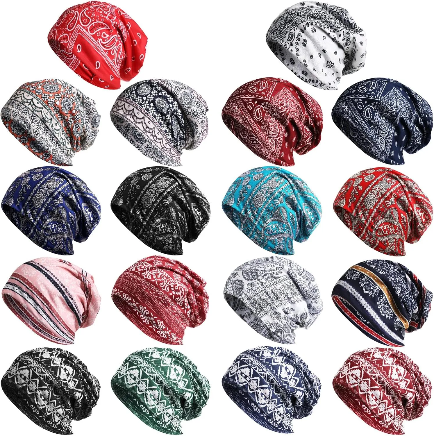 Syhood 18 Pieces Thin Knit Slouchy Cap Hip-Hop Sleep Cap Stretchy Baggy Beanie Hat Dwarf Hat for Women Men, 18 Colors