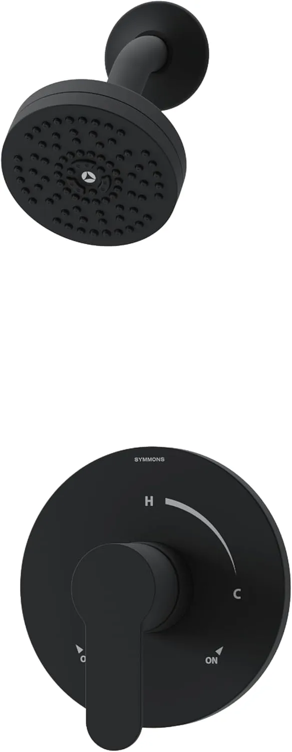 Symmons 6791MBTRM Identity Single Handle Shower Trim Kit with 2.0 GPM HydroMersion Showerhead, Matte Black (Valve Not Included)