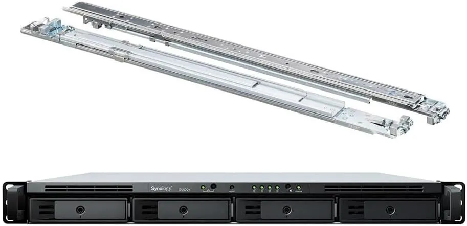 Synology RackStation RS822  NAS Server with Ryzen 2.2GHz CPU, 32GB Memory, 4TB SSD Storage, 4 x 1GbE LAN Ports, DSM Operating System Bundle with Rail kit