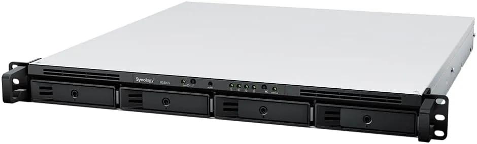 Synology RackStation RS822  NAS Server with Ryzen 2.2GHz CPU, 32GB Memory, 4TB SSD Storage, 4 x 1GbE LAN Ports, DSM Operating System Bundle with Rail kit