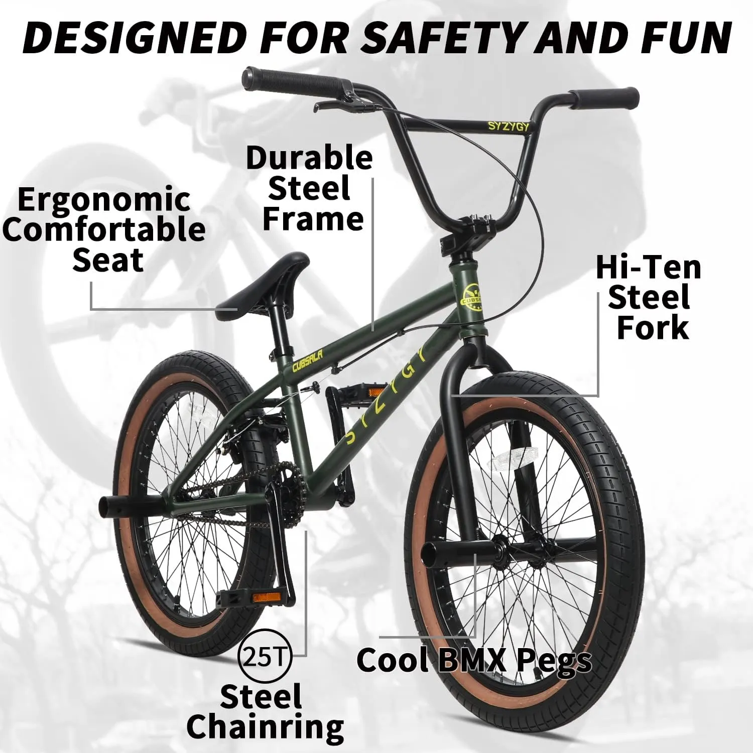 Syzygy 20 Inch Freestyle BMX Bike Bicycles for Ages Over 6 Years Old Teen Beginner and Adult Riders, Multiple Color