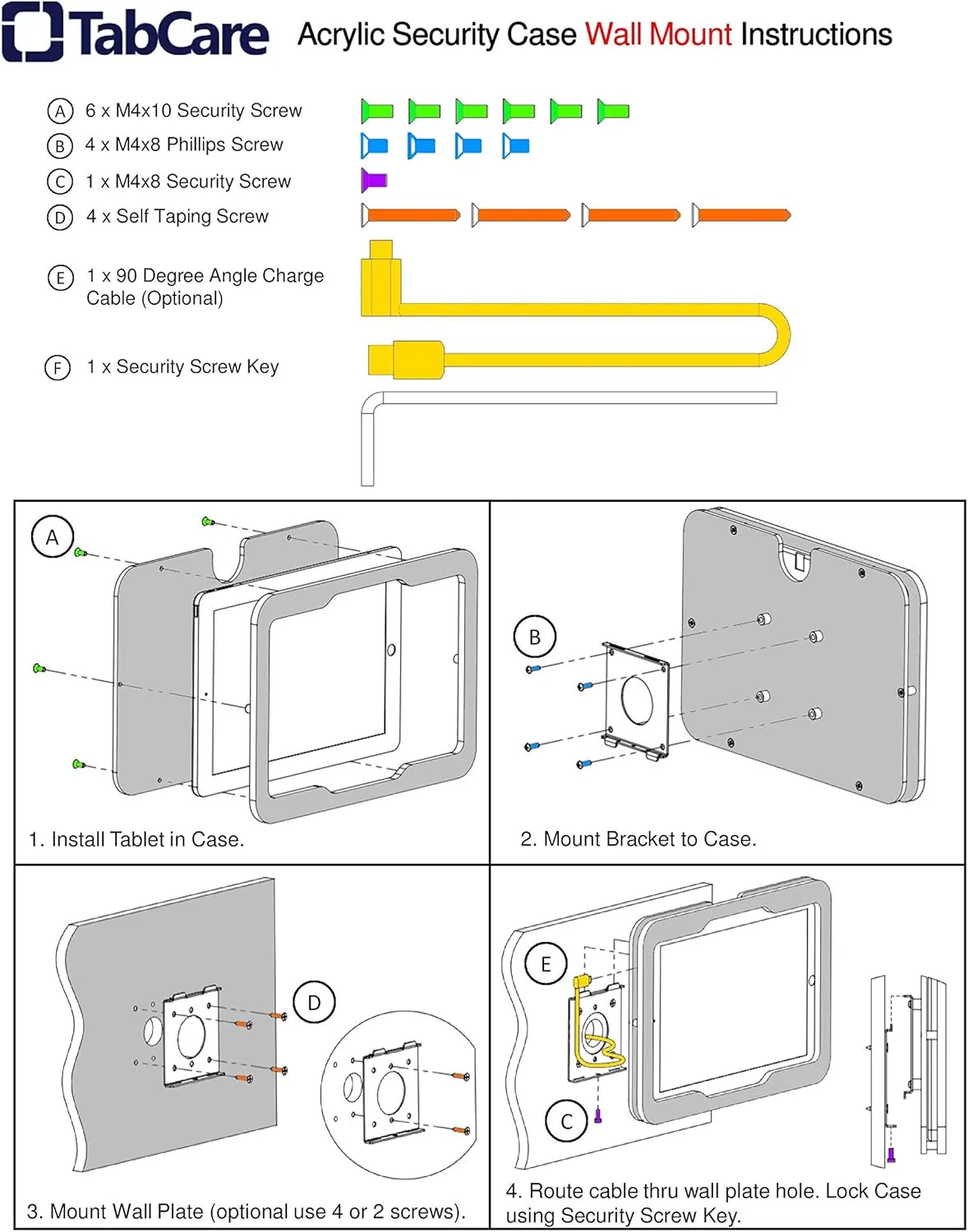 TABcare Security Anti-Theft Acrylic VESA Case for Lenovo TAB P10 & M10 1st gen. 10" Tablet with Wall Mount Kit (White, Smart TAB P10 M10)