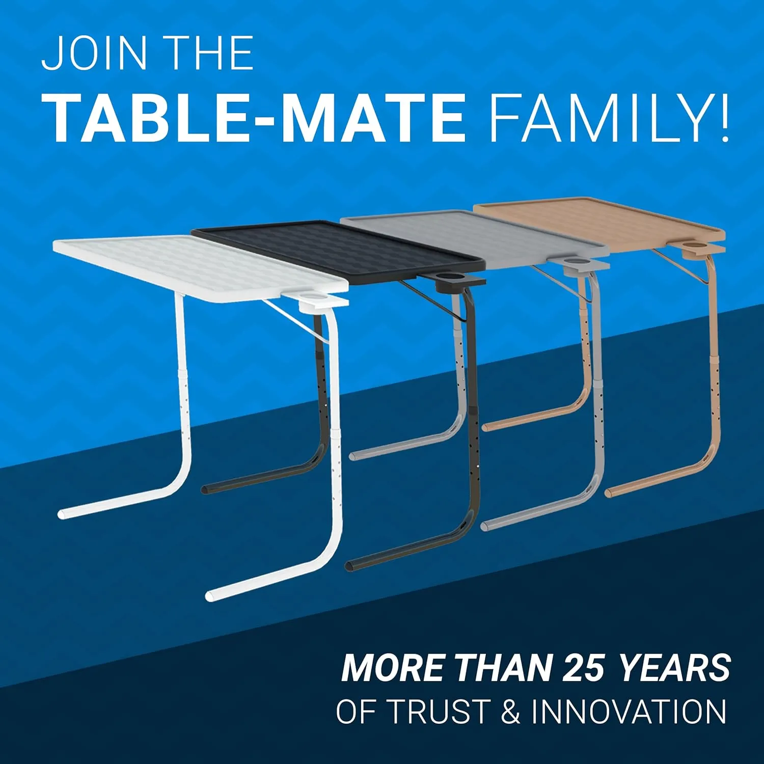 Table Mate II TV Tray Table - Folding TV Dinner Tables, Couch Trays for Eating Snack Food, Stowaway Laptop Stand, Portable Bed Dinner Tray - Adjustable TV Table with 3 Angles, Cup Holder, Mocha