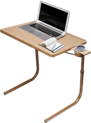 Table Mate II TV Tray Table - Folding TV Dinner Tables, Couch Trays for Eating Snack Food, Stowaway Laptop Stand, Portable Bed Dinner Tray - Adjustable TV Table with 3 Angles, Cup Holder, Mocha
