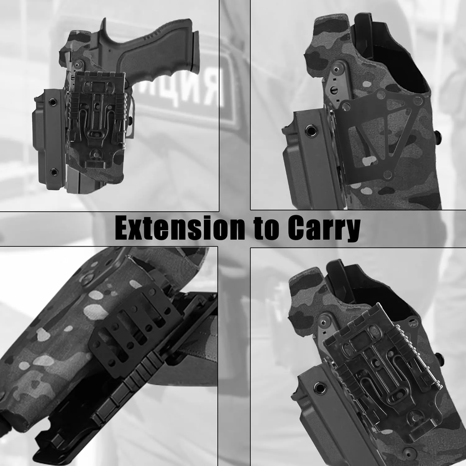 Tactical Universal Duty Holster Extended Support Holder with Tourniquet Holster Combo, Tourniquet Holder Kit for Duty Belt