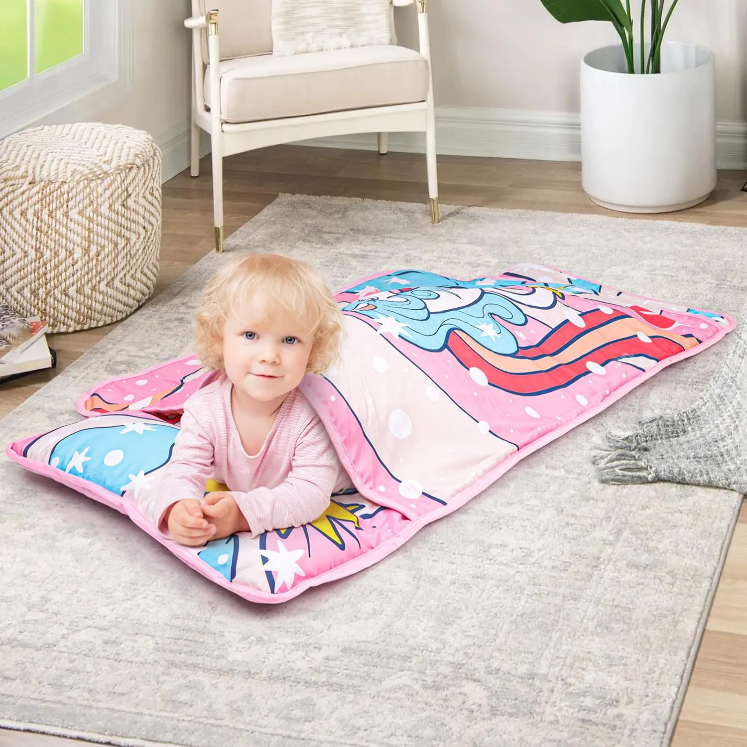 TANOSHII® Toddler Nap Mat with Pillow and Blanket, Portable Kids Sleeping Mats for Daycare, Preschool, 21" x 53", Lightweight and Soft Sleeping Bags for Kids