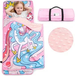 TANOSHII® Toddler Nap Mat with Pillow and Blanket, Portable Kids Sleeping Mats for Daycare, Preschool, 21" x 53", Lightweight and Soft Sleeping Bags for Kids