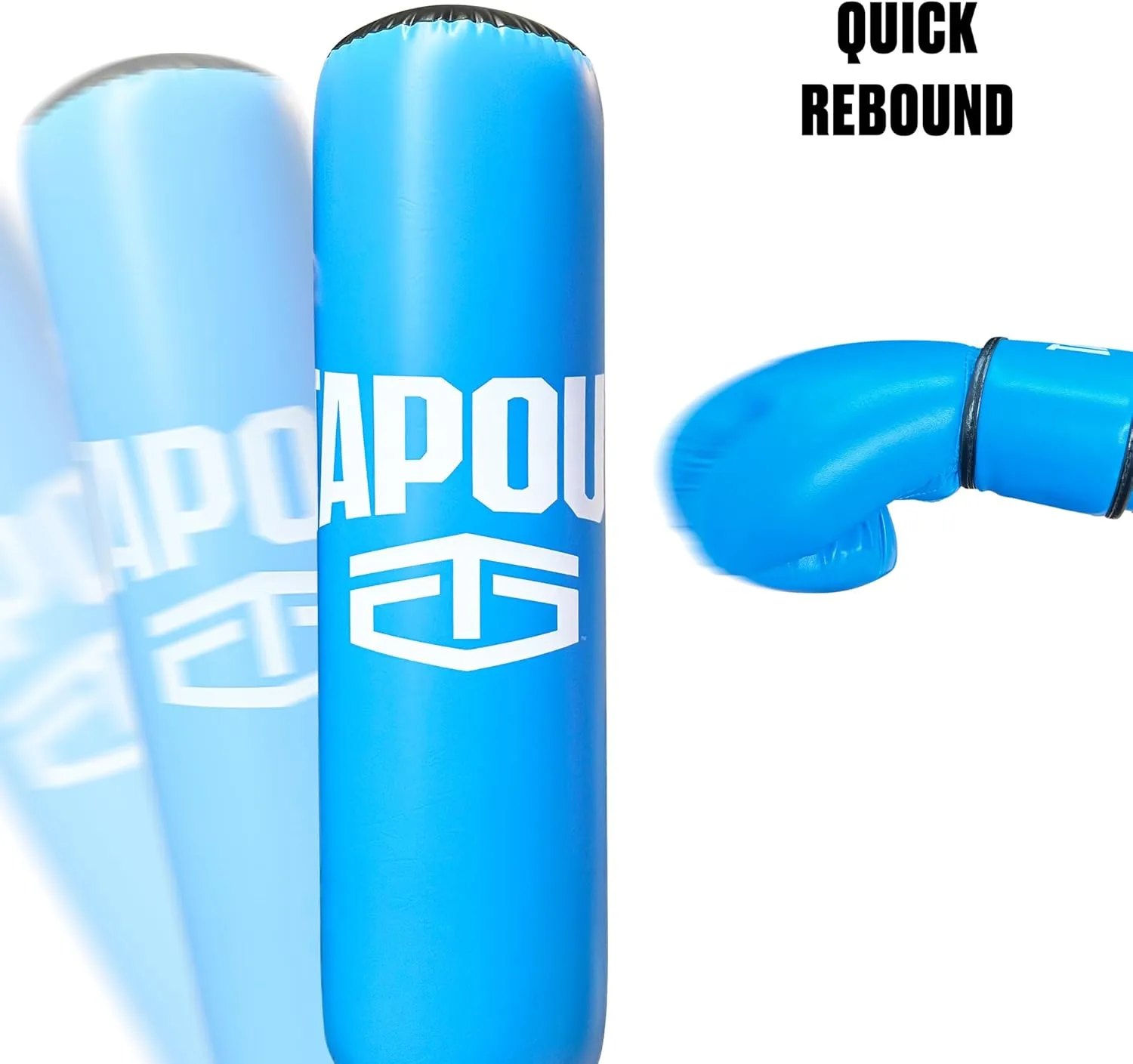 TAPOUT Kids Blue Boxing Kit: 8 oz Gloves, Inflatable Punching Bag with Pump, Mesh Carrying Bag Included