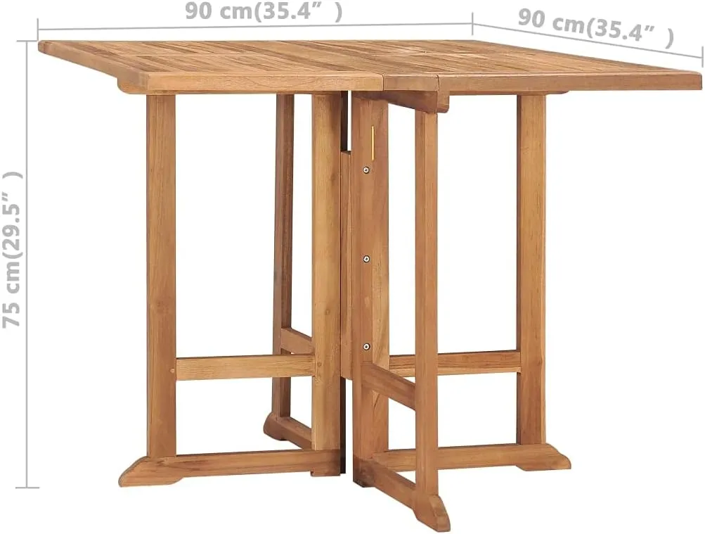 Teak Brown Foldable Outdoor Dining Table Medium Teak Hardwood Furniture for Camping, Kitchen, Hallway & Picnic Tables