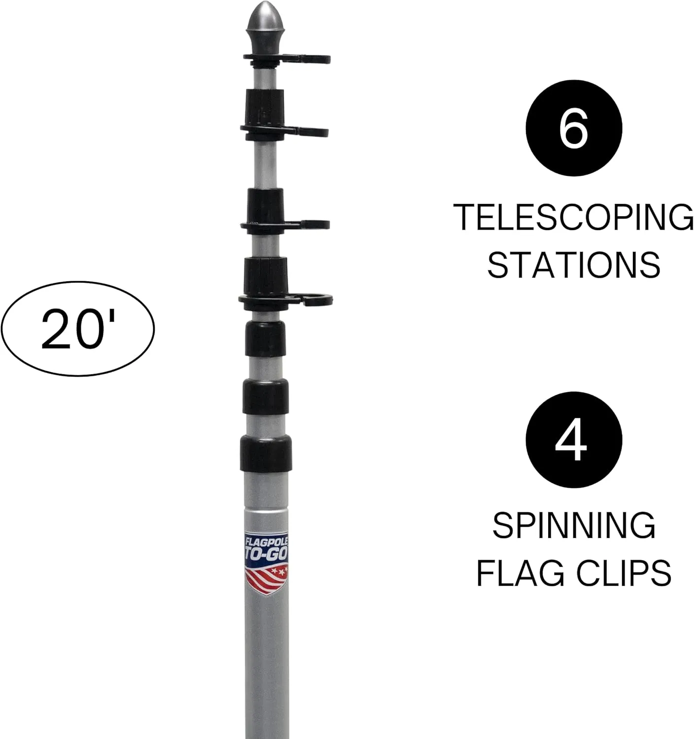Telescoping Aluminum Portable Flagpole