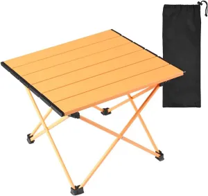 Tesouro Portable Camping Table,Folding Side Table Aluminum Top for Outdoor Cooking, Hiking, Travel, Picnic (Apricot, 1-Small)
