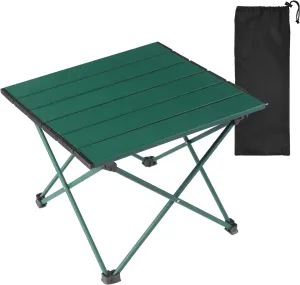Tesouro Portable Camping Table,Folding Side Table Aluminum Top for Outdoor Cooking, Hiking, Travel, Picnic (Blackish Green-Large)