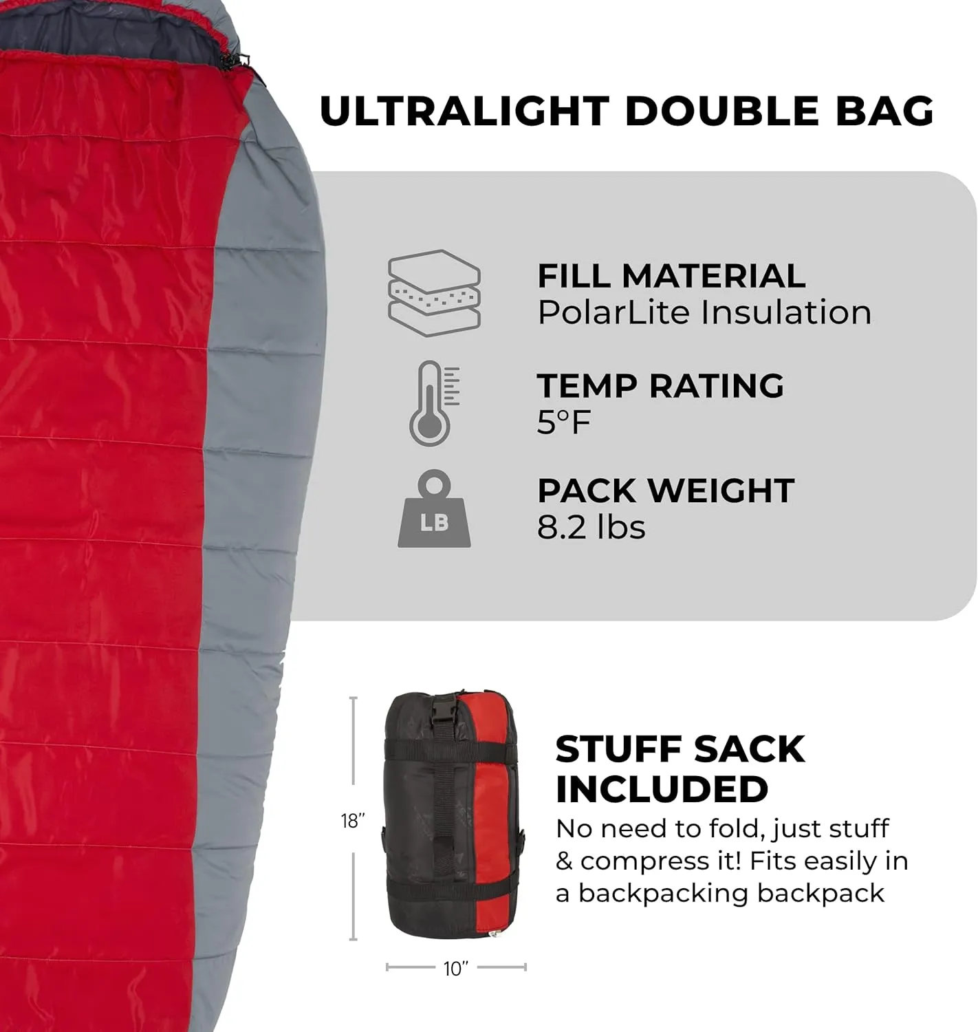 Teton 20F and 5F Degree Sleeping Bag; Lightweight, Warm Weather Mummy Sleeping Bags for Adults and Kids, Camping, Backpacking, Hiking