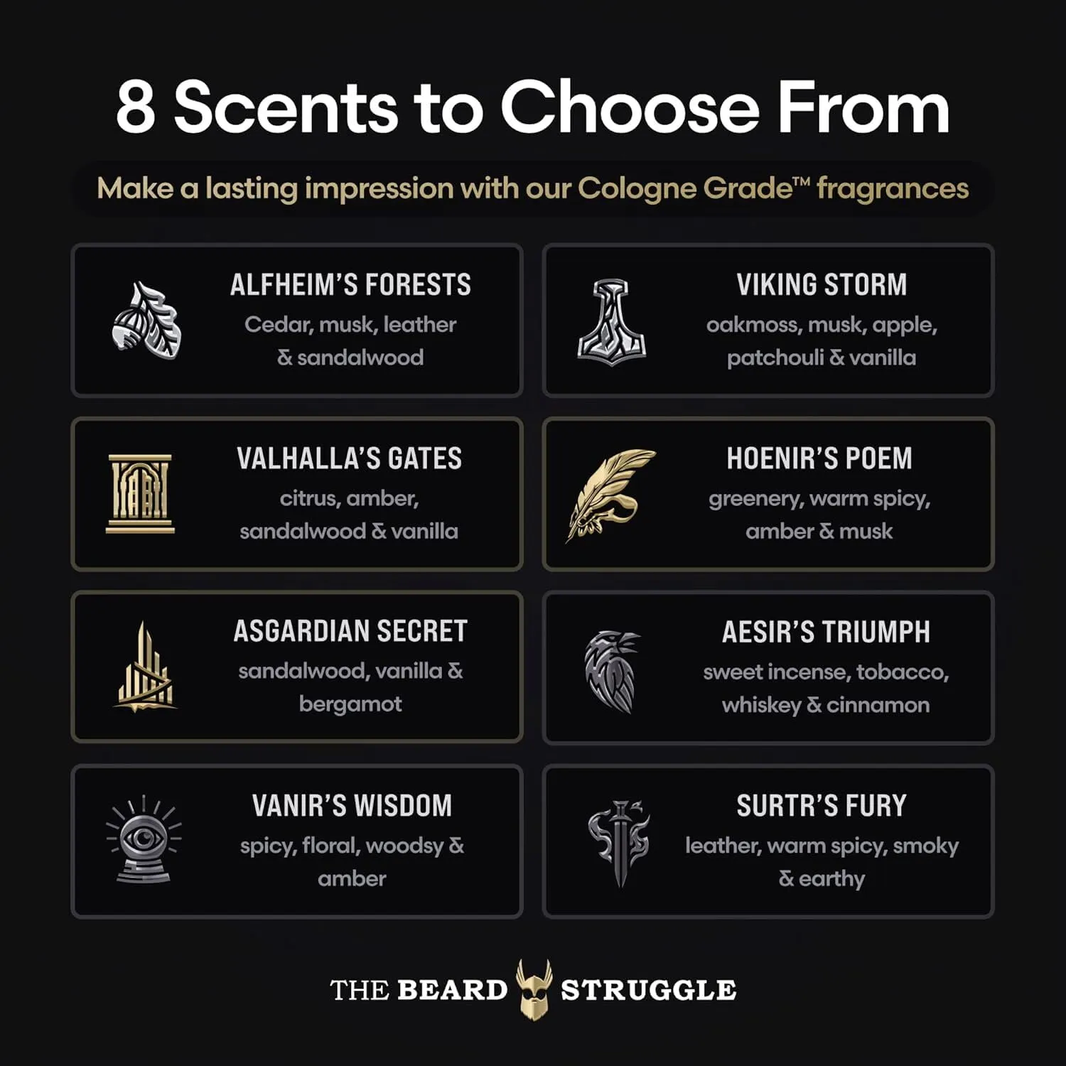 The Beard Struggle Ultimate Beard Growth Kit for Men Balm, Butter, Brush, Comb, Oil, Wash, & Conditioner for Moisturizing Beard - Aesir's Triumph, Platinum Collection