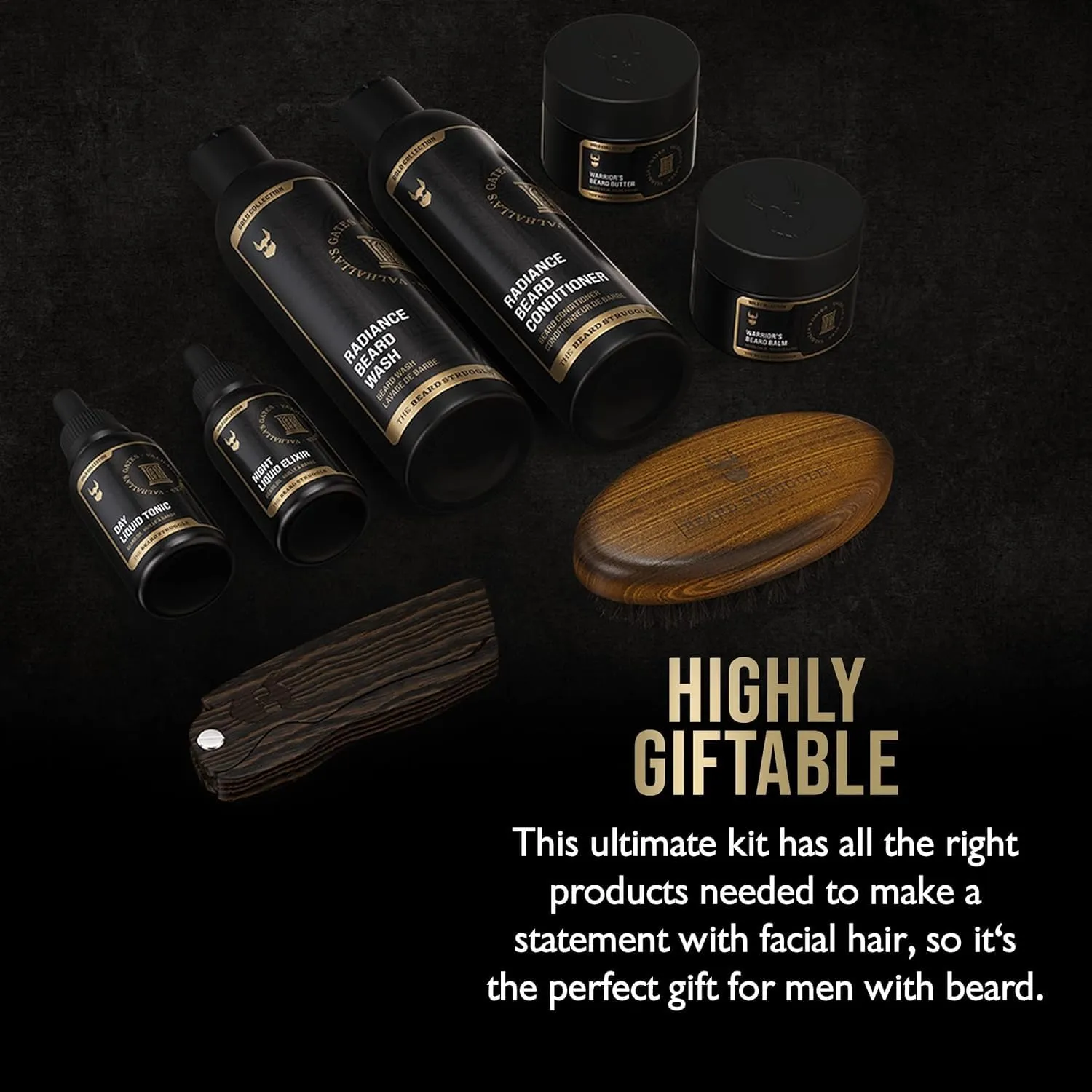 The Beard Struggle Ultimate Beard Growth Kit for Men Balm, Butter, Brush, Comb, Oil, Wash, & Conditioner for Moisturizing Beard - Aesir's Triumph, Platinum Collection