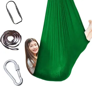 Therapy Swing Chair for Sensory Indoor Adult Kids Toys Play for Autism ADHD Vestibular System Exercise Up to 440 Lbs (200 Kg) (Color : Dark Green, Size : 100x280cm/39x110in)