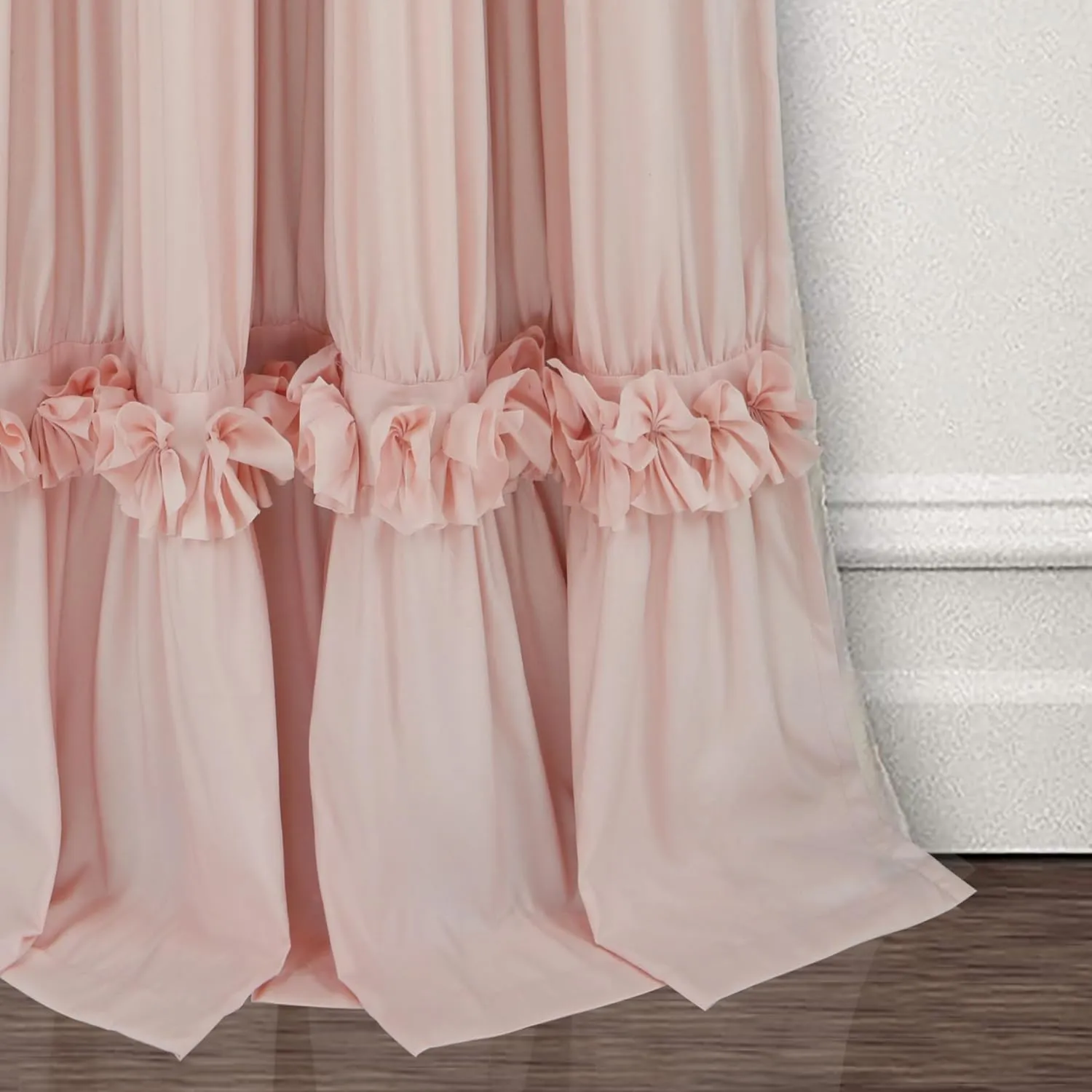 Thermal Insulated Blackout Window Curtains, 54" W x 84" L x 2 Panels, Boho Ruched Window Treatments with 3 Rows of Butterfly Flowers, Rustic Rod Pocket Drapes, Peach Pink (LQ-30)