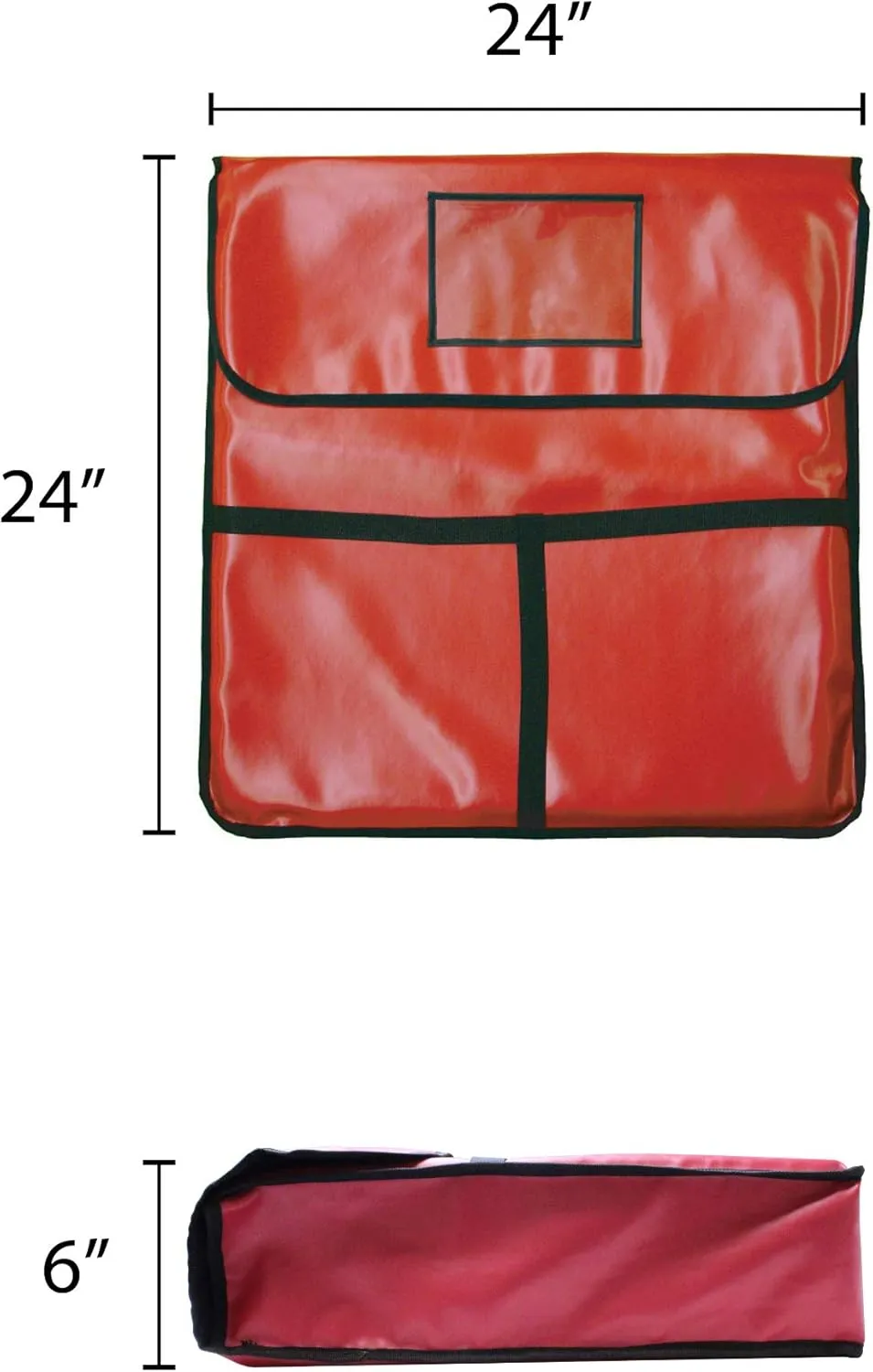 Thunder Group PLPB024 Pizza Delivery Bag, 24" x 24" x 5", holds (2) 22" pizzas, velcro fasteners, ventilation holes, foam insulated, leatheroid pvc, with nylon edges, T-str
