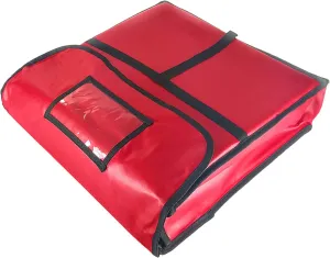 Thunder Group PLPB024 Pizza Delivery Bag, 24" x 24" x 5", holds (2) 22" pizzas, velcro fasteners, ventilation holes, foam insulated, leatheroid pvc, with nylon edges, T-str