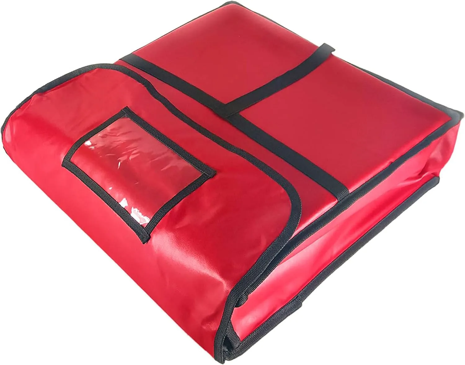 Thunder Group PLPB024 Pizza Delivery Bag, 24" x 24" x 5", holds (2) 22" pizzas, velcro fasteners, ventilation holes, foam insulated, leatheroid pvc, with nylon edges, T-str