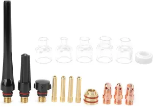 TIG Welding Torch Stubby Gas Lens Glass Cup Kit for WP-17/18/26 - Professional Welding Glass Cup and Electrode Nozzle, High Temperature Tungsten Clamp Kit for Argon Welding