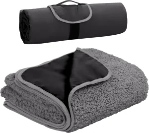 Tirrinia Outdoors Waterproof Camping Blanket,Sherpa Fleece Warm Windproof Soccer Stadium Blanket for Car Football Beach Concerts,51''X 59''