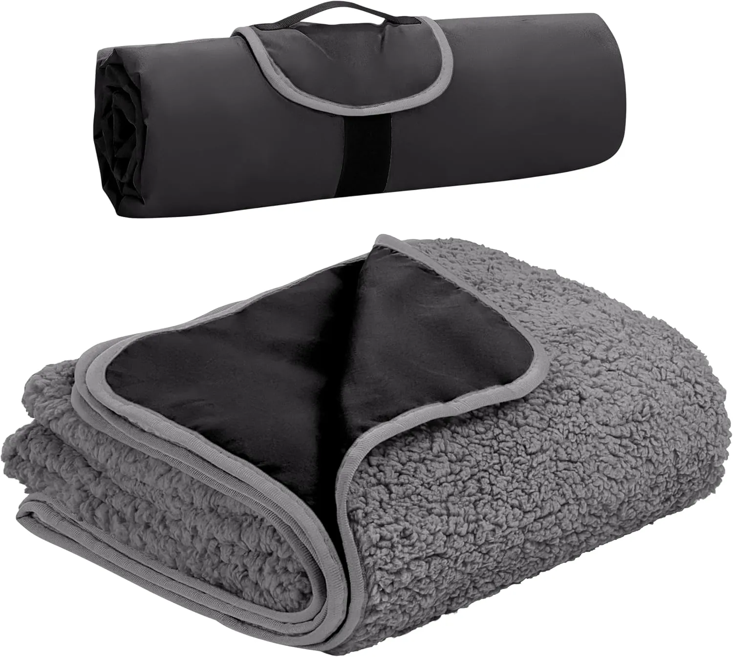 Tirrinia Outdoors Waterproof Camping Blanket,Sherpa Fleece Warm Windproof Soccer Stadium Blanket for Car Football Beach Concerts,51''X 59''