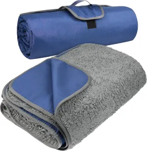 Tirrinia Outdoors Waterproof Camping Blanket,Sherpa Fleece Warm Windproof Soccer Stadium Blanket for Car Football Beach Concerts,51''X 59''