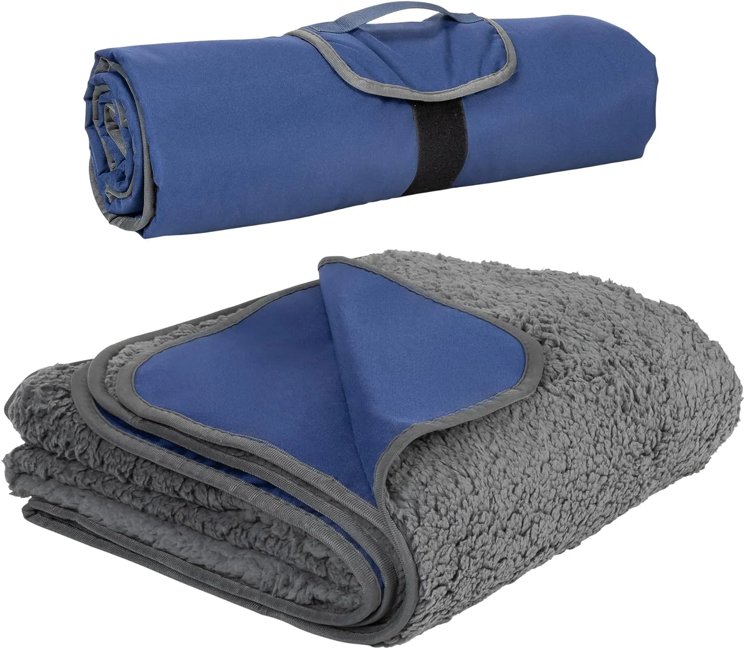 Tirrinia Outdoors Waterproof Camping Blanket,Sherpa Fleece Warm Windproof Soccer Stadium Blanket for Car Football Beach Concerts,51''X 59''