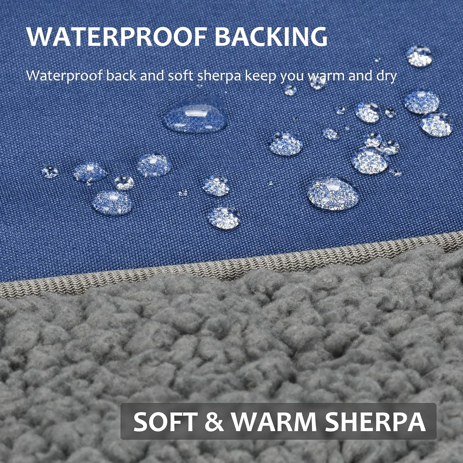 Tirrinia Outdoors Waterproof Camping Blanket,Sherpa Fleece Warm Windproof Soccer Stadium Blanket for Car Football Beach Concerts,51''X 59''