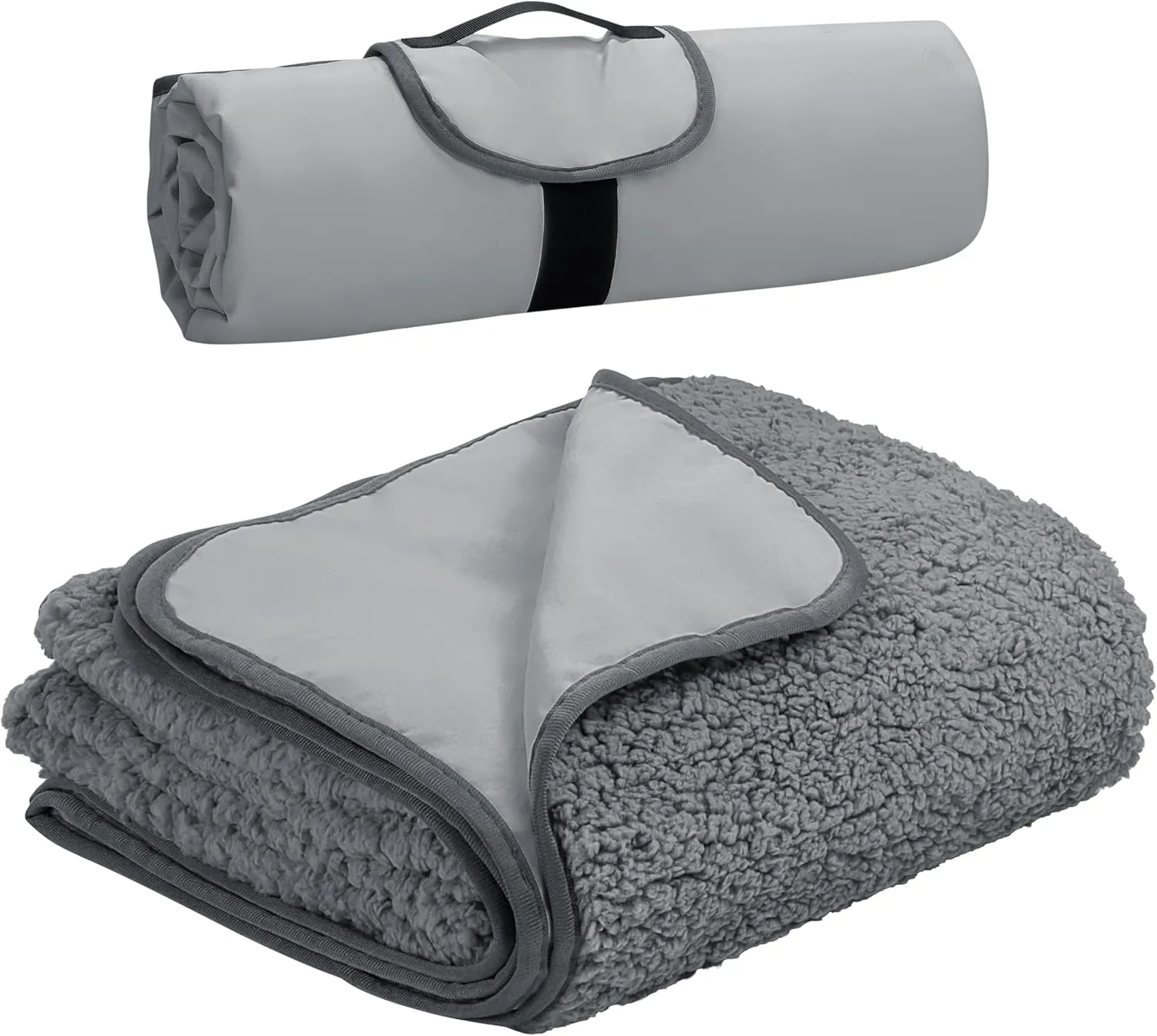 Tirrinia Outdoors Waterproof Camping Blanket,Sherpa Fleece Warm Windproof Soccer Stadium Blanket for Car Football Beach Concerts,51''X 59''