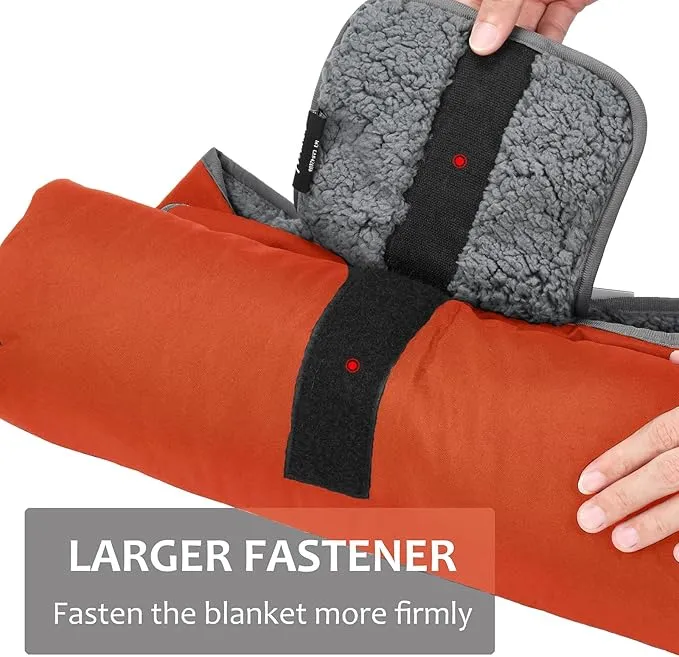 Tirrinia Outdoors Waterproof Throw Blanket, Sherpa Fleece Stadium Windproof Mat for Camping, Picnic, Traveling, Boat, Football - Machine Washable, Orange
