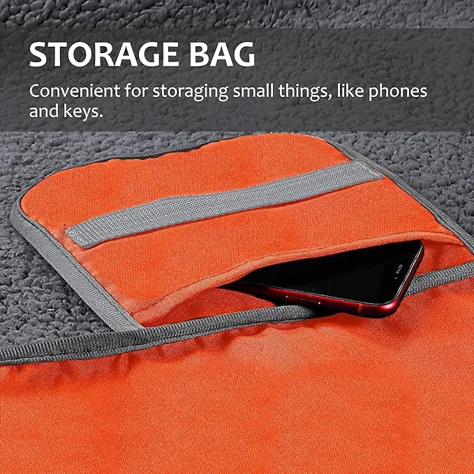 Tirrinia Outdoors Waterproof Throw Blanket, Sherpa Fleece Stadium Windproof Mat for Camping, Picnic, Traveling, Boat, Football - Machine Washable, Orange