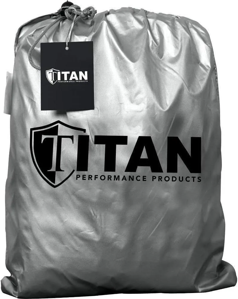 Titan Jet Black Poly 210T Car Cover for Compact Sedans 176-185". Waterproof, UV Protection, Scratch Resistant, Driver-Side Zippered Opening. Fits Corolla, Sentra, Cruz and More.