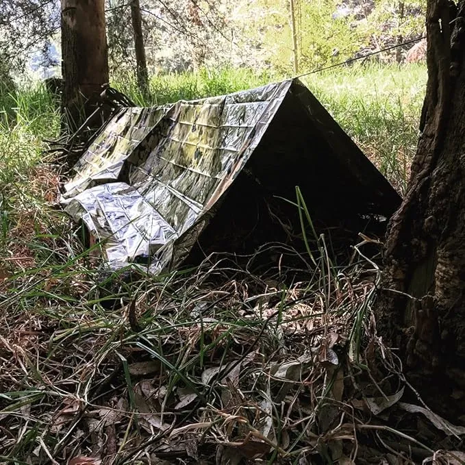 TITAN Survival Emergency Mylar Camo Survival Blankets, Two-Sided, 5-Pack (SHROWD® Woodland CAMO)