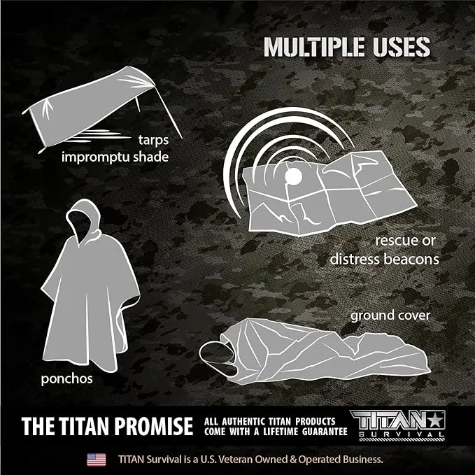 TITAN Survival XL Emergency Mylar Camo Survival Blankets, 5-Pack (SHROWD® Woodland CAMO)