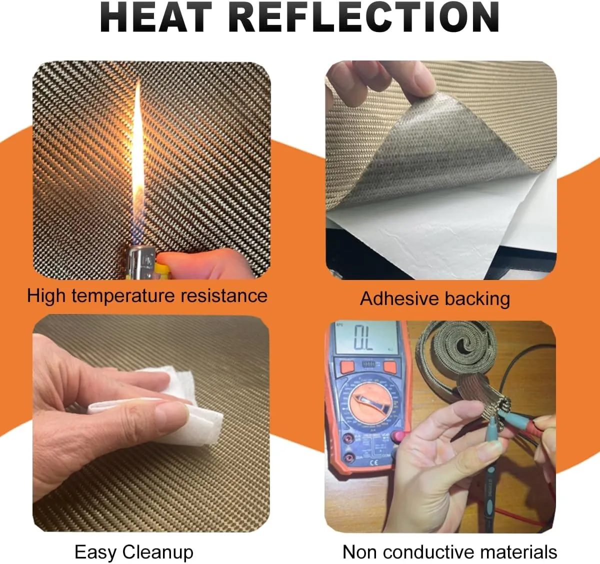 Titanium Adhesive Backed exhaust heat shield 12'' X 47'' for wall behind grill 2500 Degrees High Temp Protection Material Thermal Barrier Blanket Mat