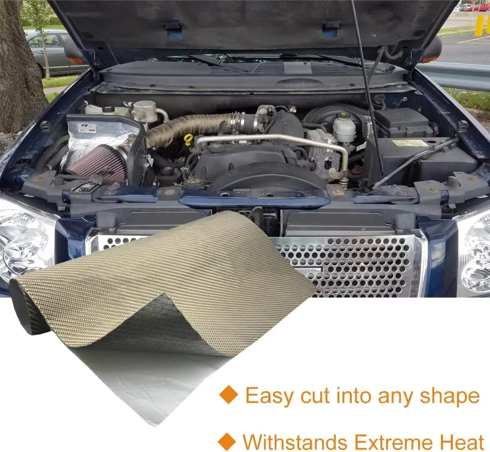 Titanium Adhesive Backed exhaust heat shield 12'' X 47'' for wall behind grill 2500 Degrees High Temp Protection Material Thermal Barrier Blanket Mat