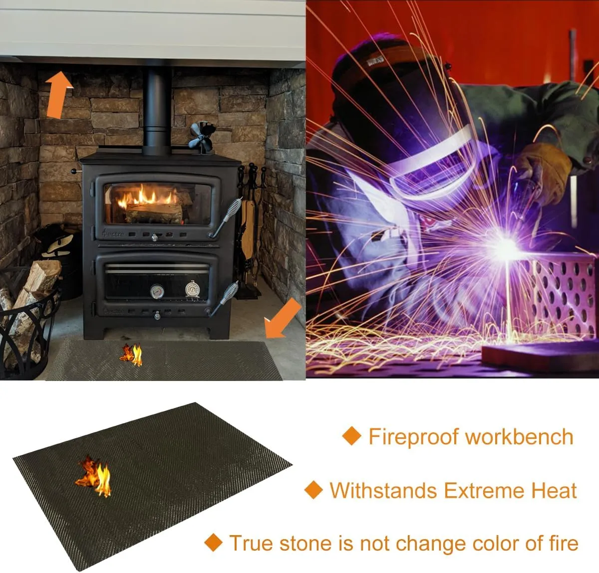 Titanium Adhesive Backed exhaust heat shield 12'' X 47'' for wall behind grill 2500 Degrees High Temp Protection Material Thermal Barrier Blanket Mat
