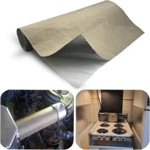 Titanium Adhesive Backed exhaust heat shield 12'' X 47'' for wall behind grill 2500 Degrees High Temp Protection Material Thermal Barrier Blanket Mat