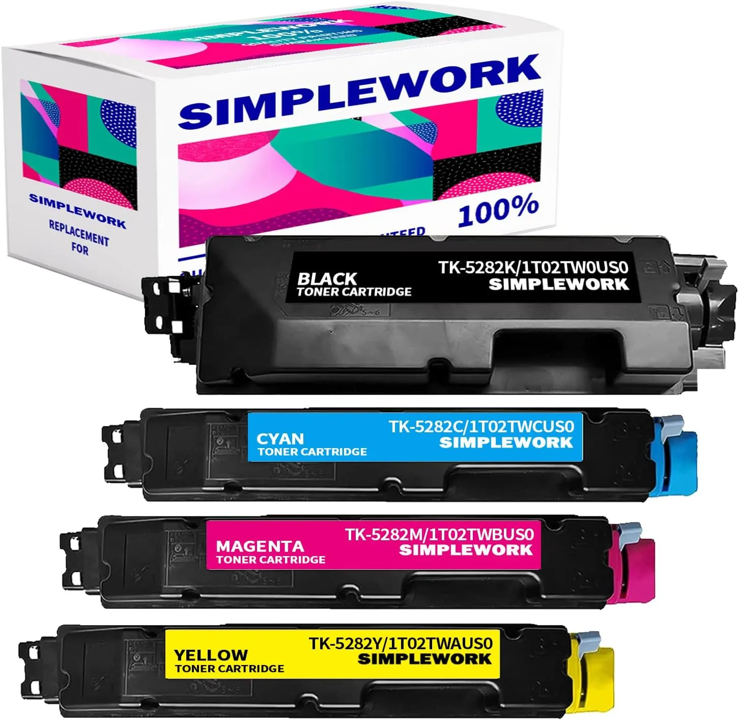 TK-5282 Toner High Capacity Cartridge Set (4Pack, 1BK/1C/1M/1Y) -1T02TW0US0 1T02TWCUS0 1T02TWBUS0 1T02TWAUS0 for Kyocera Ecosys M6235cidn(1102V02US1) M6235 M6635cidn P6235 Toner Kit Printer