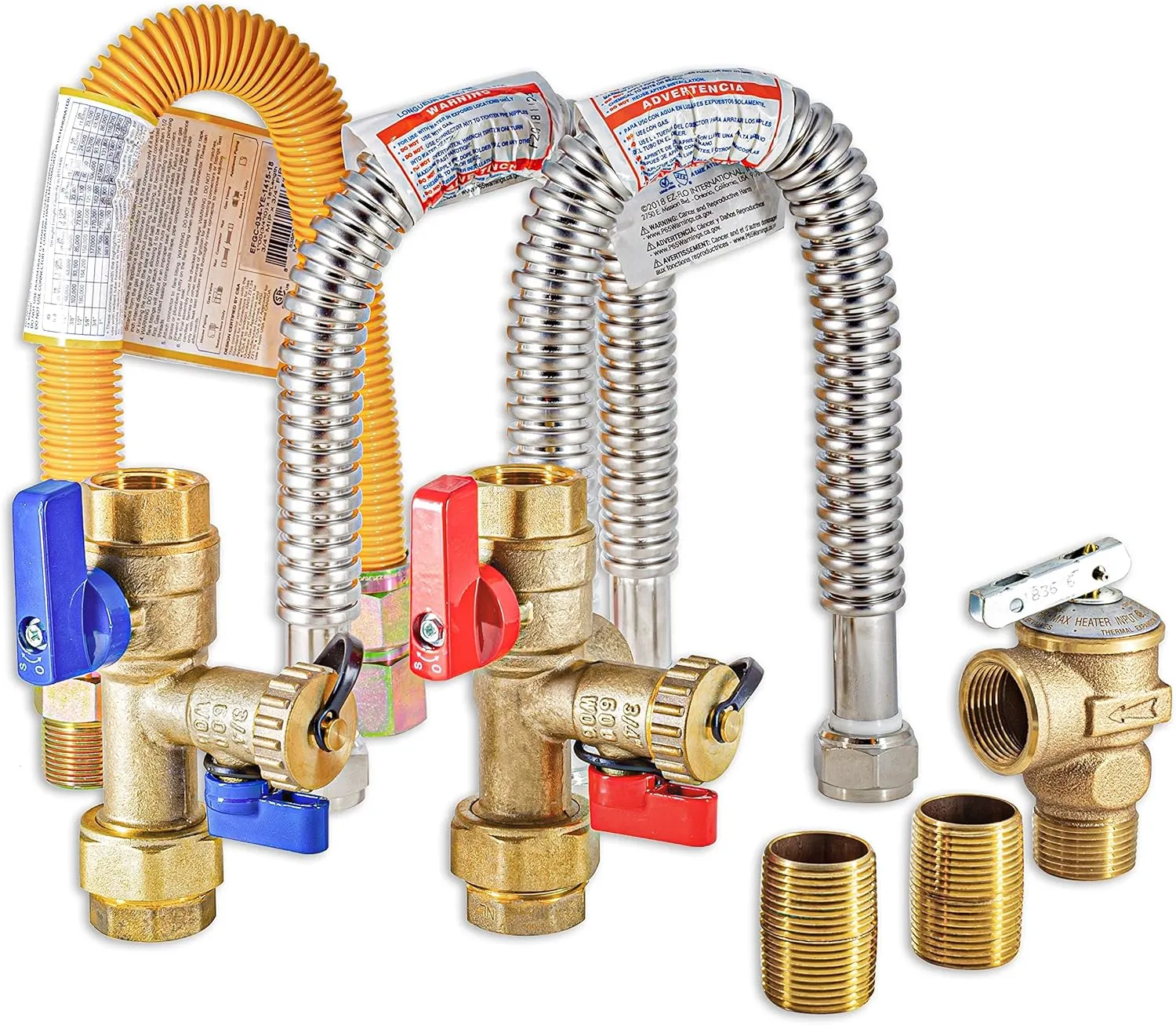 TKLS-CK Tankless Water Heater natural propane gas Isolation Valve 3/4" Kit | Compatible Noritz Rheem Rinnai Takagi Navien Service Flushing Valves| Lead-Free Complete Easy to Install Flush Kit