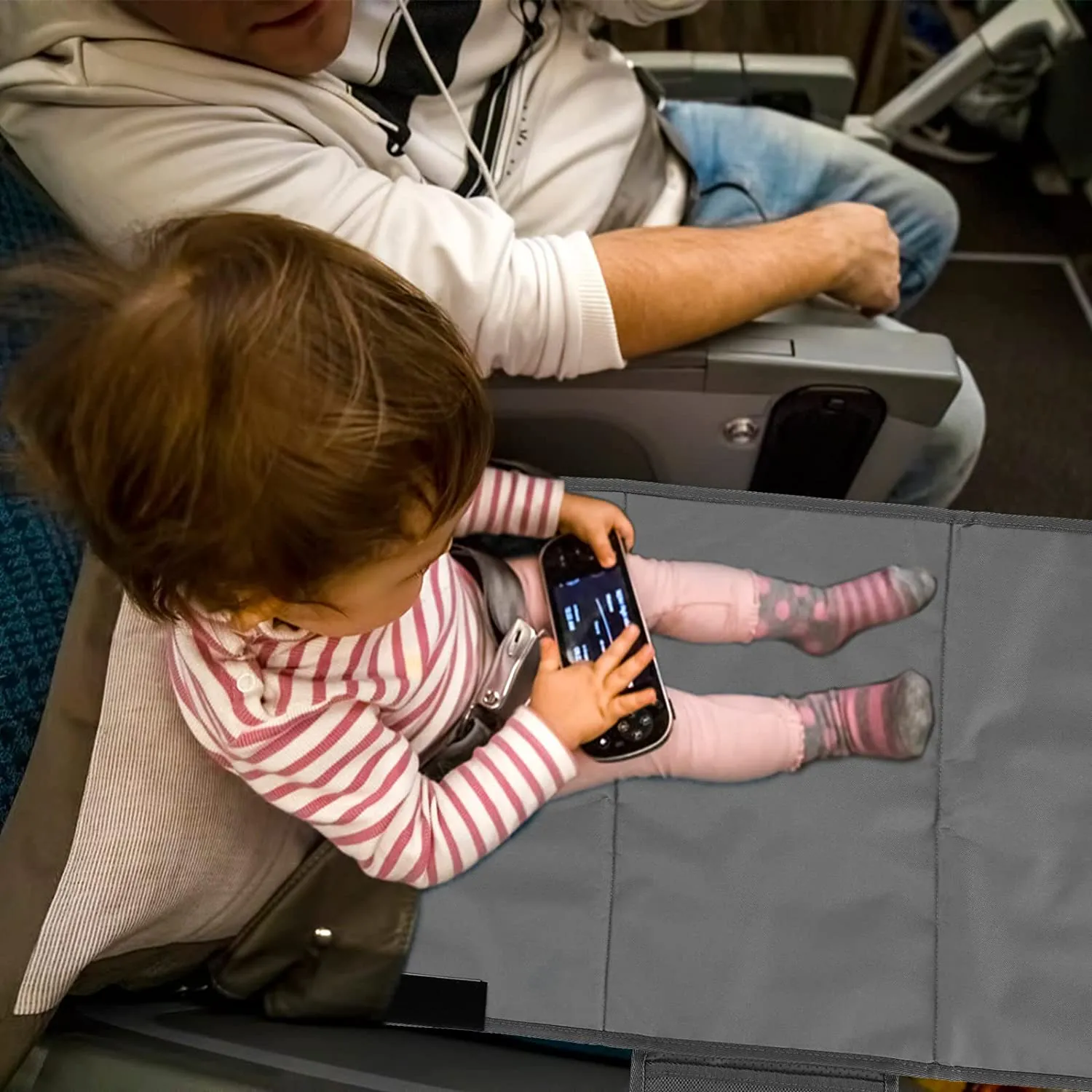 Toddler Airplane Seat Extender Baby Bed, Portable Airplane Footrest Hammock Travel Leg Rest