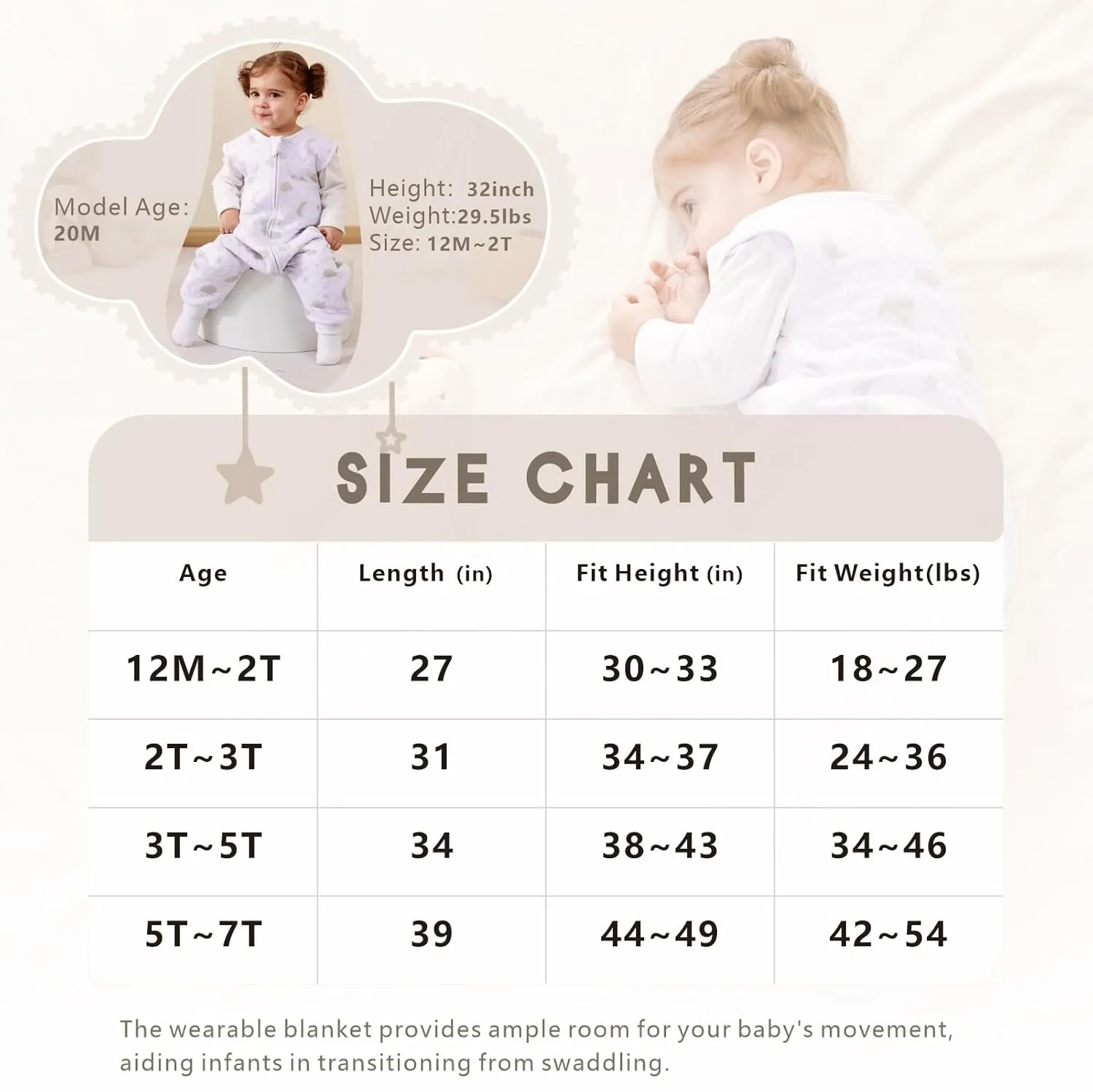 Toddler Sleep Sack with Feet - 1.0 Tog Lightweight Sleep Sack 12-18 Months 12-24 Months, Rayon Made from Bamboo Sleeping Sack 2-Way Zipper Wearable Blanket Baby
